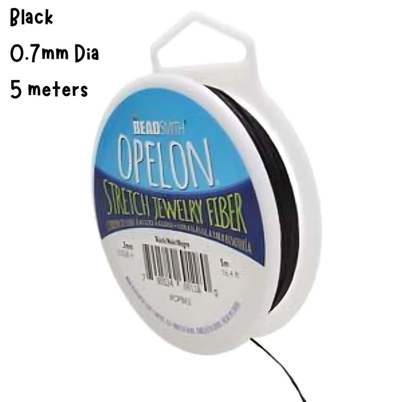 0.7mm Opelon Stretch Jewelry Fiber, Black, 5 Meters/16.4Ft, 28gms/1oz
