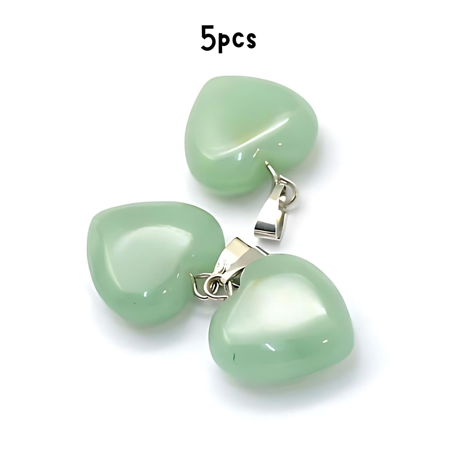 Gemstone Heart Green Aventurine, 5pcs, 18x15x8mm, Hole 2x7mm, Charms/Pendants, 15gms/0.53oz