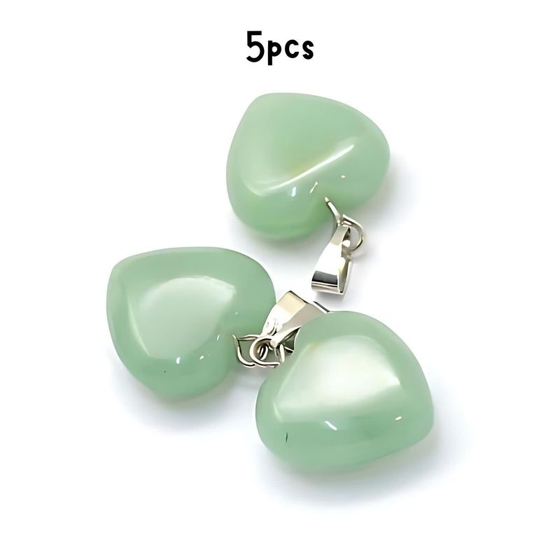 Gemstone Heart Green Aventurine, 5pcs, 18x15x8mm, Hole 2x7mm, Charms/Pendants, 15gms/0.53oz
