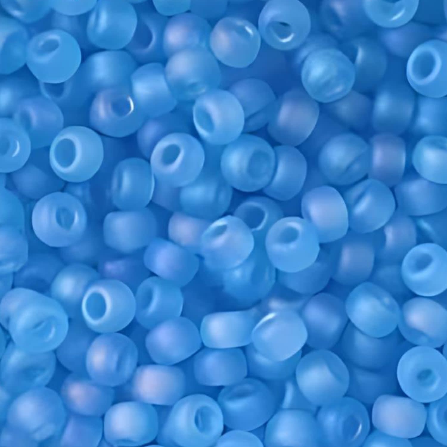 #6 Miyuki Seed Beads - Matte Transparent Light Blue Rainbow/AB, 6-9148FR-TB, Approx 240 Beads, 1 five inch tube, 20 grams