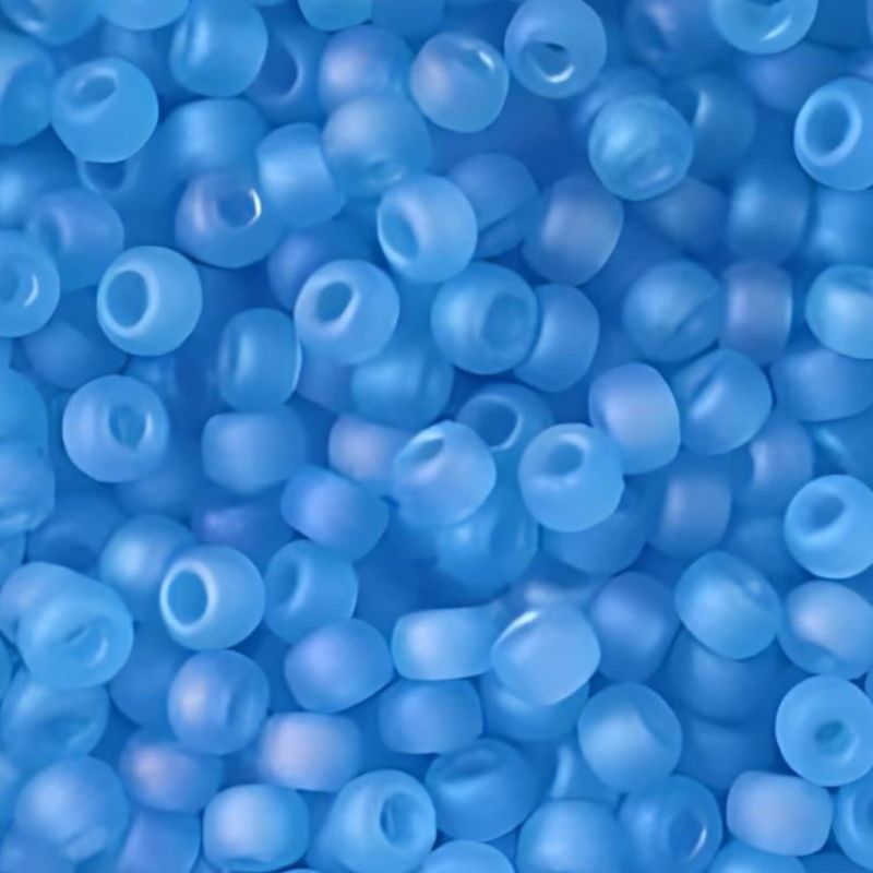 #6 Miyuki Seed Beads - Matte Transparent Light Blue Rainbow/AB, 6-9148FR-TB, Approx 240 Beads, 1 five inch tube, 20 grams