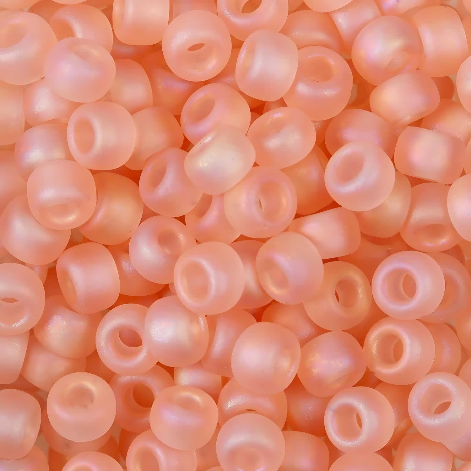 #6 Miyuki Seed Beads - Matte Transparent Light Tea Rose Pink Rainbow/AB, 6-9155FR-TB, Approx 240 Beads, 1 five inch tube, 20 grams