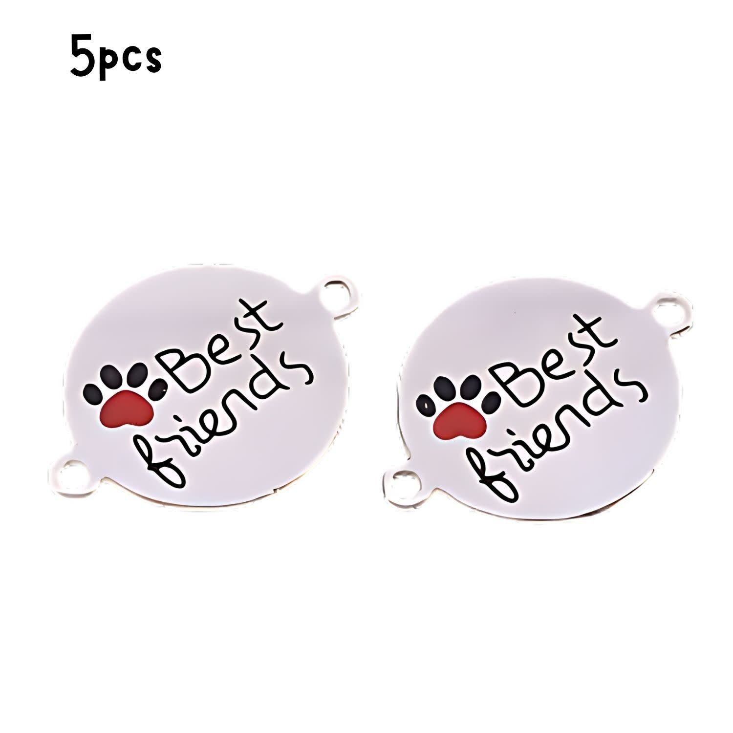 Stainless Steel Best Friends, 5Pcs, 21x15.5mm, 1.5mm Holes, Connectors/Links, 9gms/0.32oz