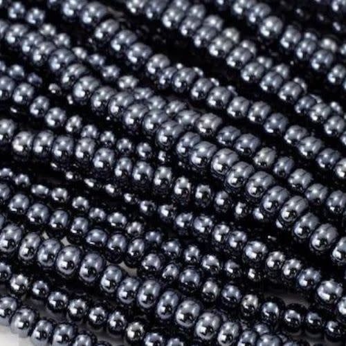 #6 Czech Seed Beads, Gunmetal/Dark Grey/Hematite, 6 Strands, Approx 1090 Beads, 4x3.5mm, 74gms/2.61oz