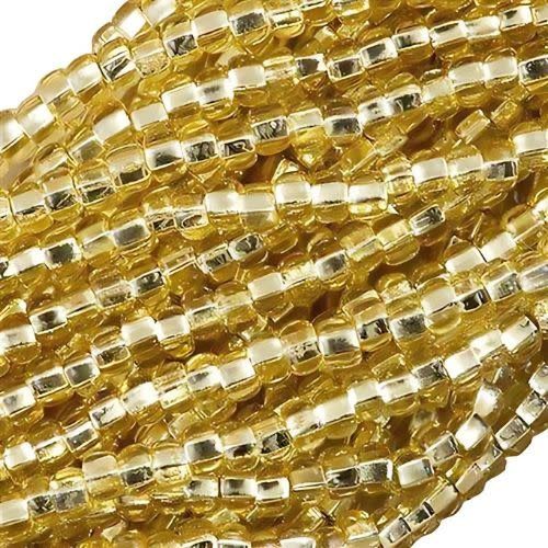 #6 Czech Seed Beads, Silver Lined Straw Gold, 6 Strands, Approx 1090 Beads, 4x3.5mm, 74gms/2.61oz