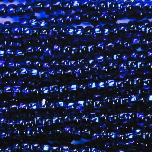#6 Czech Seed Beads, Silver Lined Cobalt Blue, 6 Strands, Approx 1090 Beads, 4x3.5mm, 74gms/2.61oz