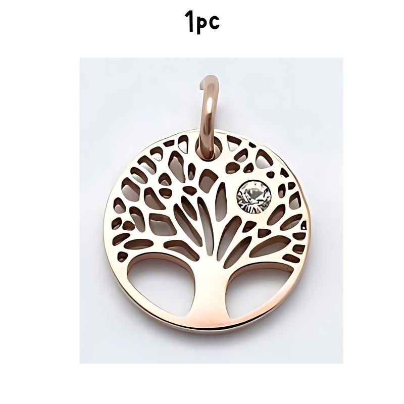 Rgp Stainless Steel Tree Of Life, 1Pc, 12x2mm, W/Cubic Zirconia, Jumpring 5mm, Charms/Pendants, 1Gm/0.04oz