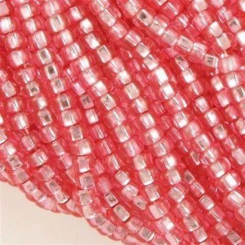 #6 Czech Seed Beads, Silver Lined Light Pink Solgel, 6 Strands, Approx 1090 Beads, 4x3.5mm, 74gms/2.61oz