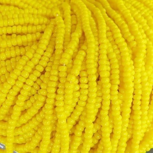 #8 Czech Seed Beads, Opaque Yellow, 6 Strands, Approx 1330 beads, 3x2.5mm, 37gms/1.31oz