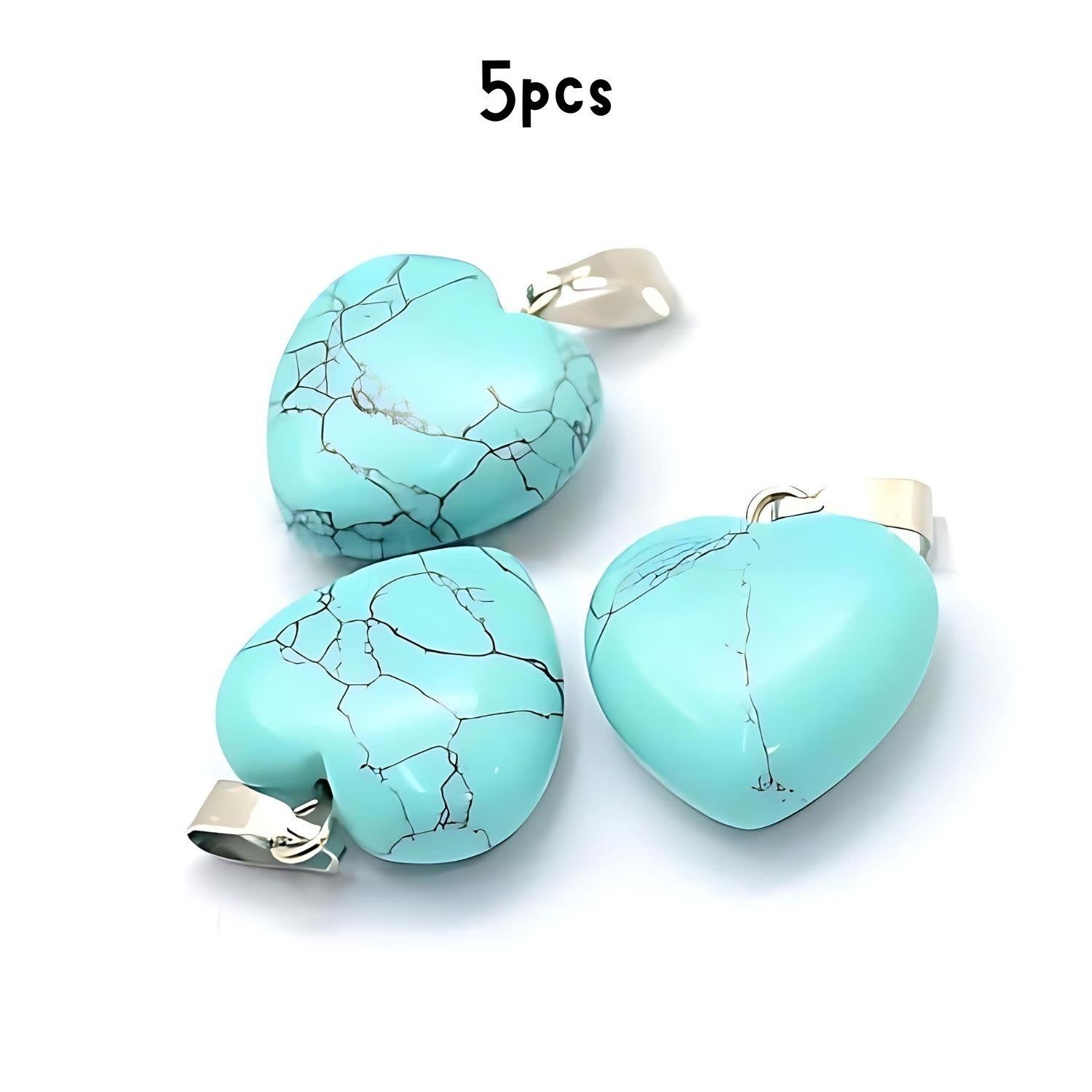 Gemstone Heart Synthetic Turquoise, 5pcs, 18x15x8mm, Hole 2x7mm, Charms/Pendants, 15gms/0.53oz