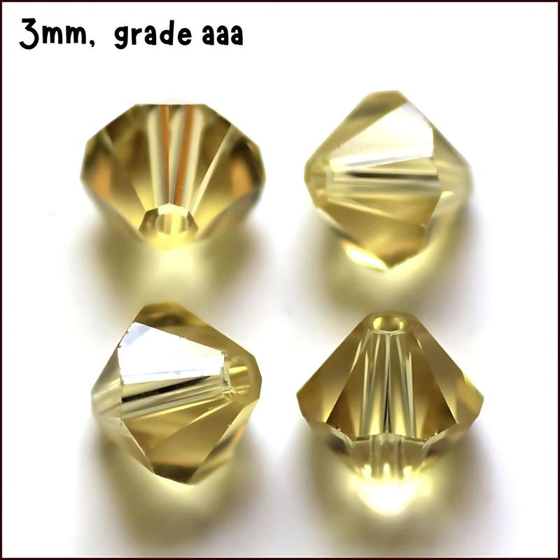 3mm Bicones, Dark Khaki, Approx 100pcs, Hole 0.7mm, Grade AAA, Glass Beads, 3gms/0.11oz