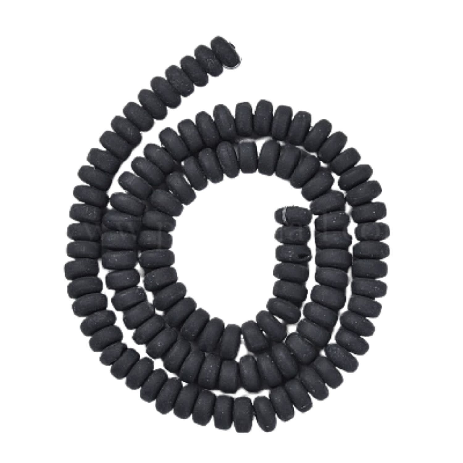 6x3mm Rondelles, Black, 113-116pcs, 17&quot; Strand, Hole 1.5mm, Polymer Clay Beads, 20gms/0.71oz