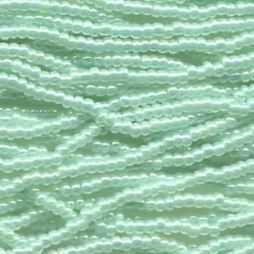#8 Czech Seed Beads, Light Green Ceylon, 6 Strands, Approx 1330 beads, 3x2.5mm, 37gms/1.31oz