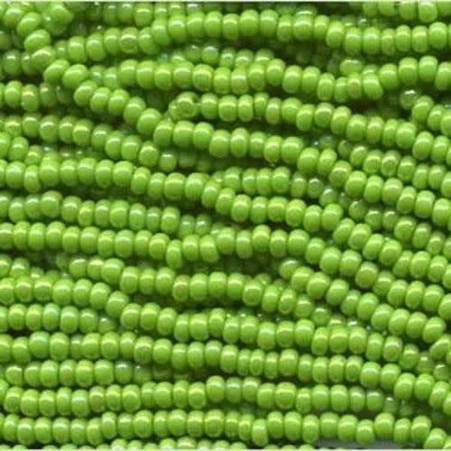 #8 Czech Seed Beads, Opaque Olive Green, 6 Strands, Approx 1330 beads, 3x2.5mm, 37gms/1.31oz