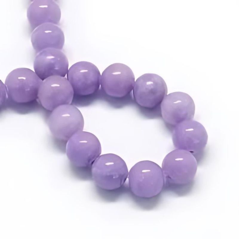 8mm Mountain Jade Lilac Lavender, 15&quot; Strand, 48 Beads, Round, Dyed, 1mm Hole, Gemstones, 1.48oz