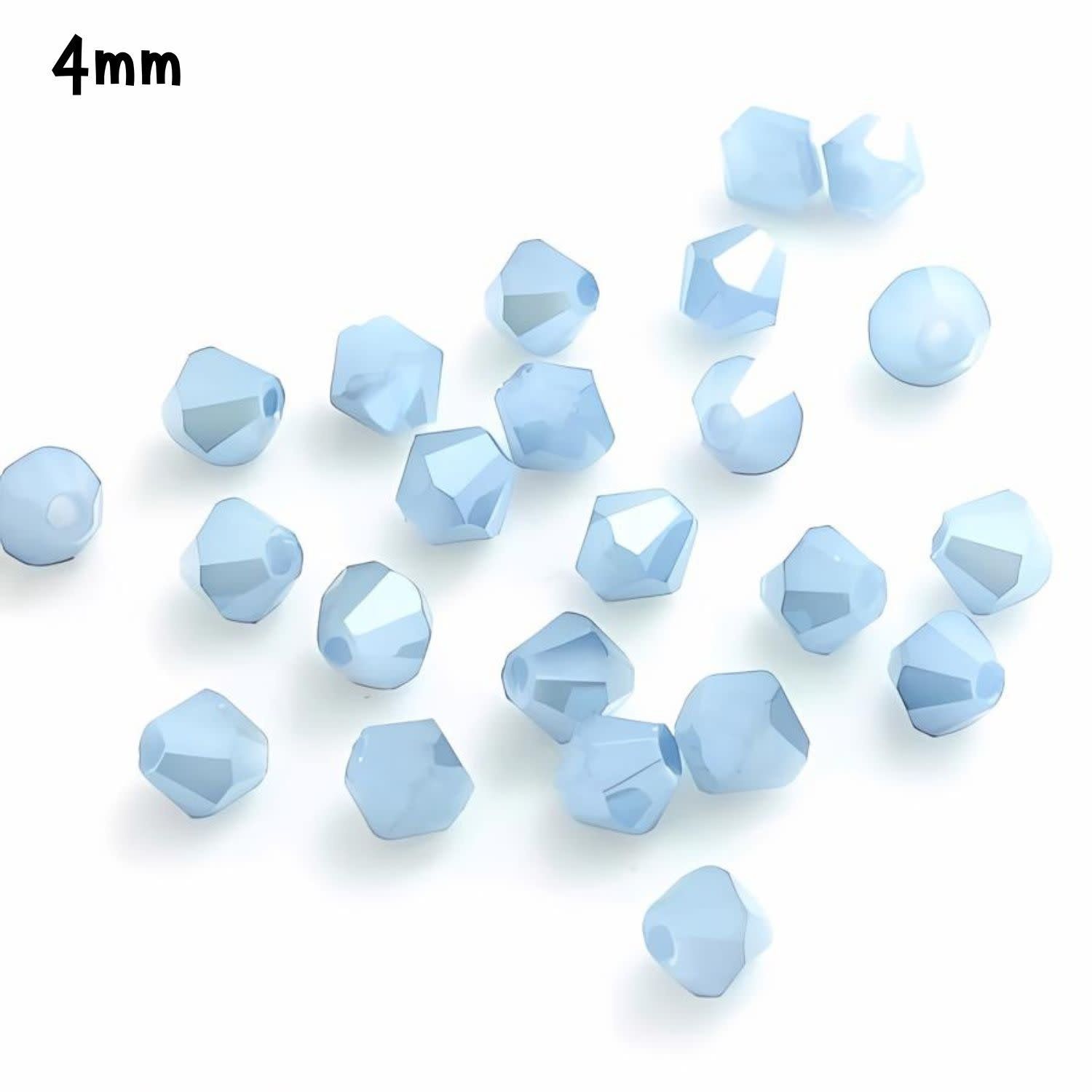 4mm Bicones, Opaque Light Blue Ab, Approx 70pcs, Hole 1mm, Grade AAA, Glass Beads, 7gms/0.25oz