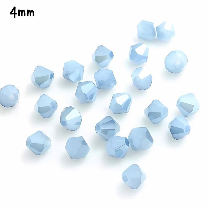 4mm Bicones, Opaque Light Blue Ab, Approx 70pcs, Hole 1mm, Grade AAA, Glass Beads, 7gms/0.25oz