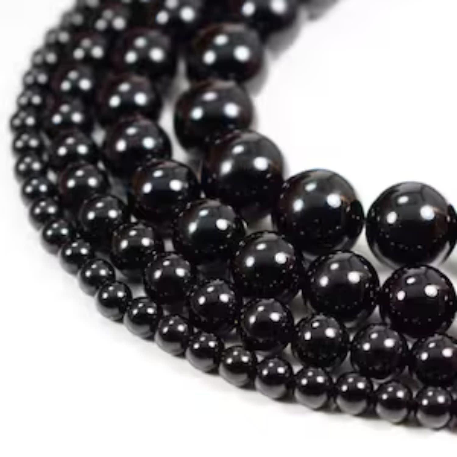 10mm Black Onyx, 15&#39;&#39; Strand, 39 Beads, Round, Dyed, 1mm Hole, Gemstones, 2.01oz
