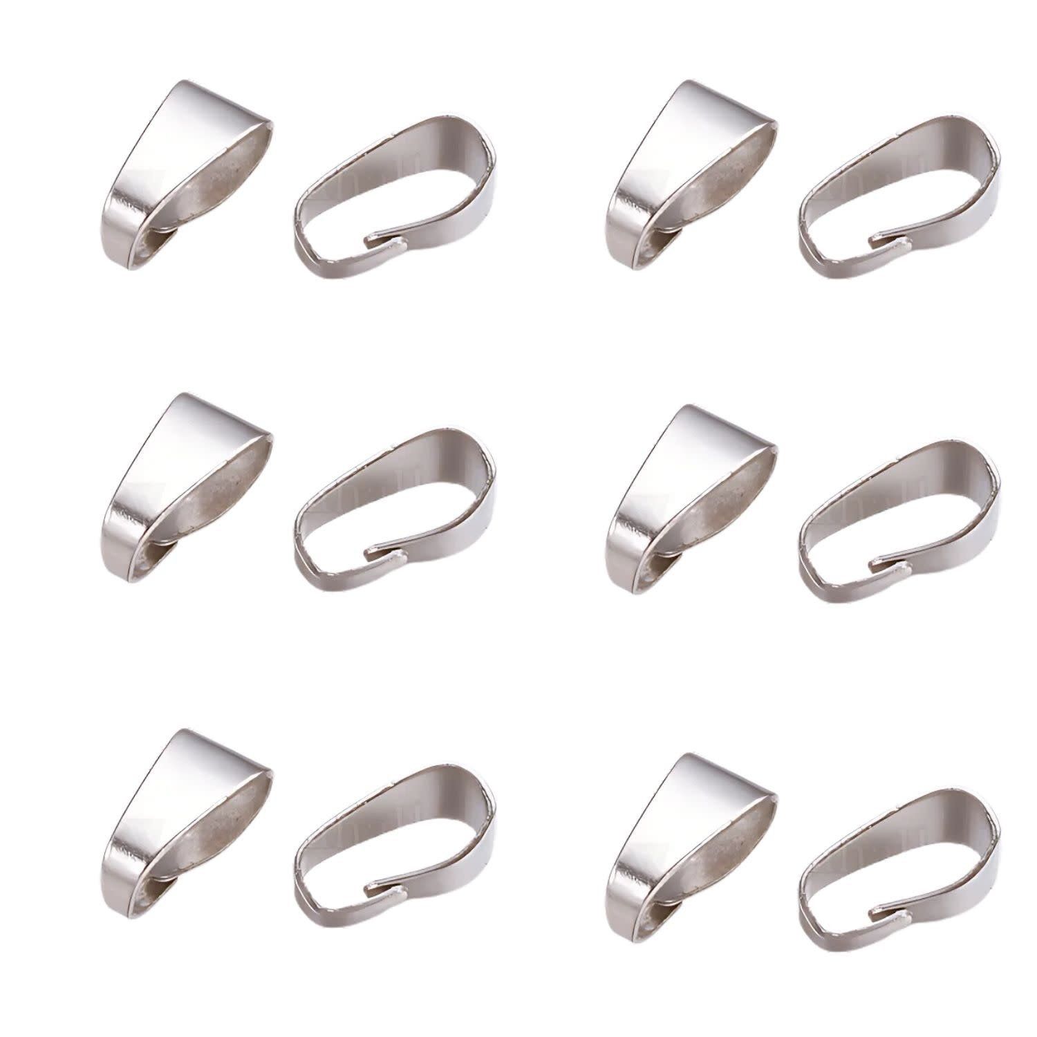 Stainless Steel Snap On Bails, 50pcs, 9x3.5mm, 11gms/0.39oz