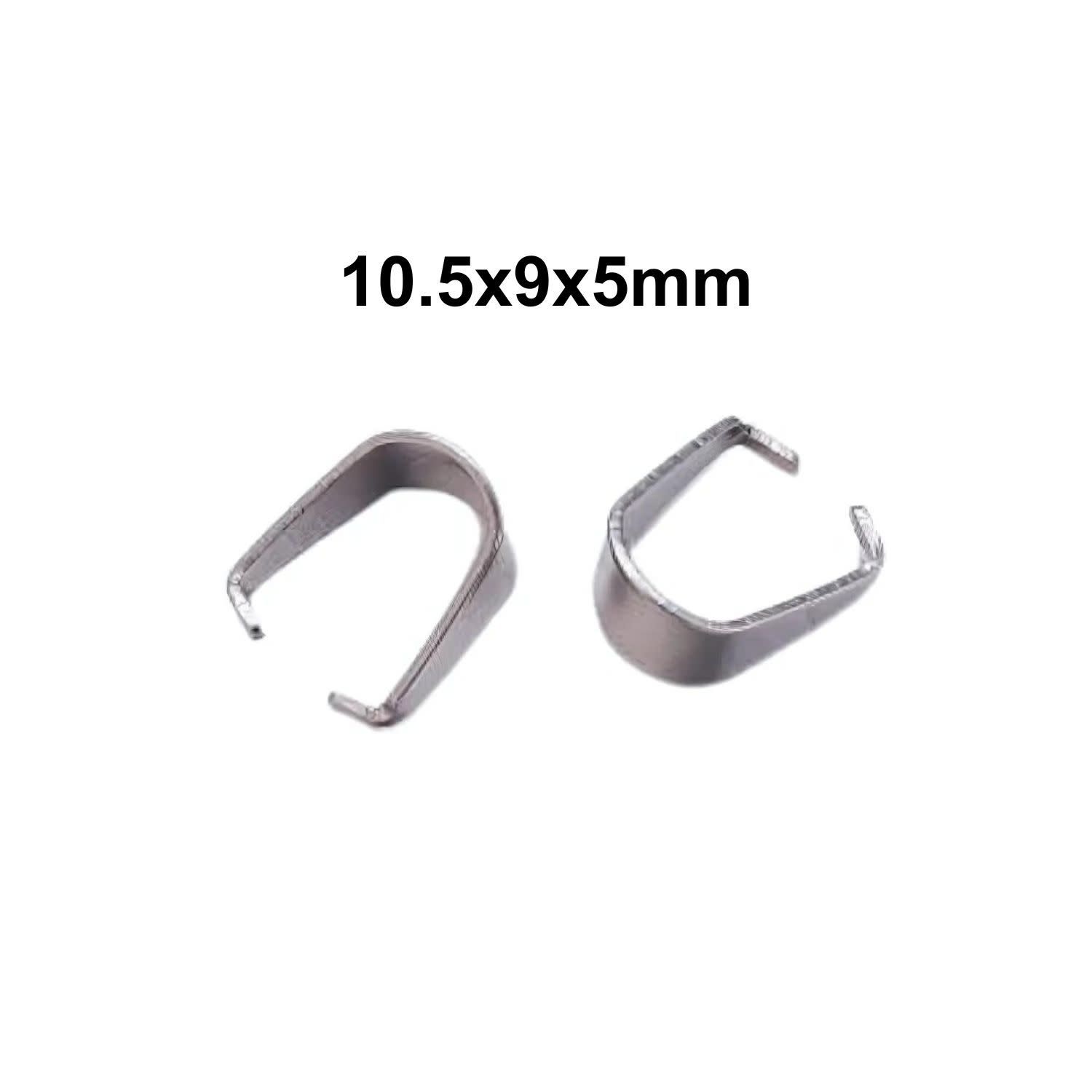Stainless Steel Pinch Bails, 20pcs, 10.5x9x5mm, 12gms/0.42oz