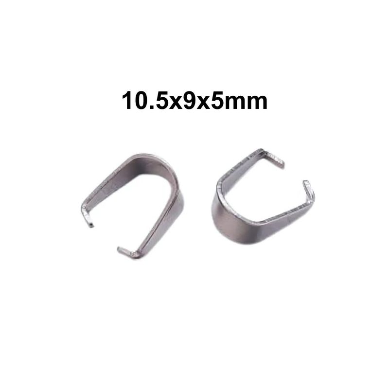 Stainless Steel Pinch Bails, 20pcs, 10.5x9x5mm, 12gms/0.42oz