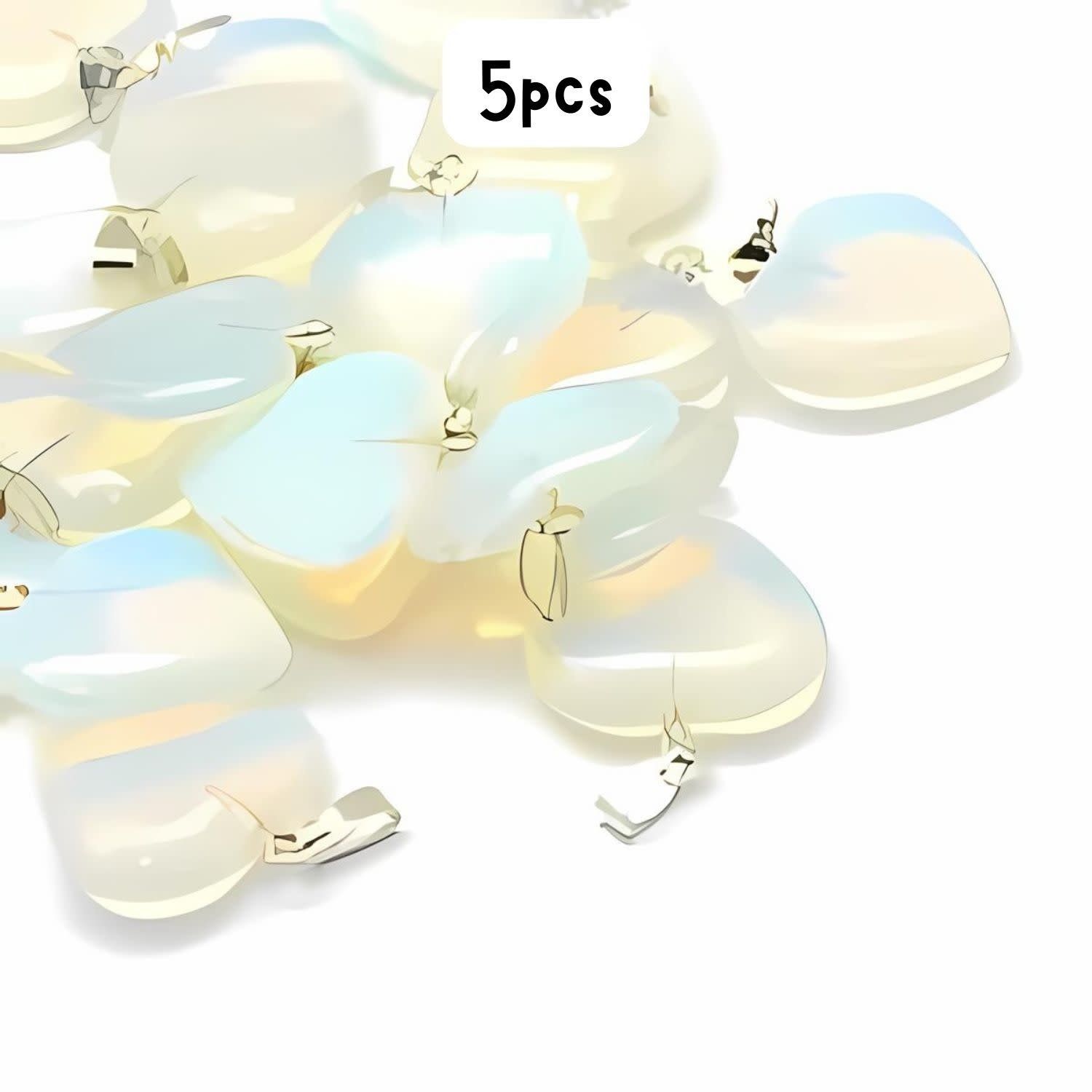 Gemstone Heart Opalite, 5pcs, 18x15x8mm, Hole 2x7mm, Charms/Pendants, 15gms/0.53oz