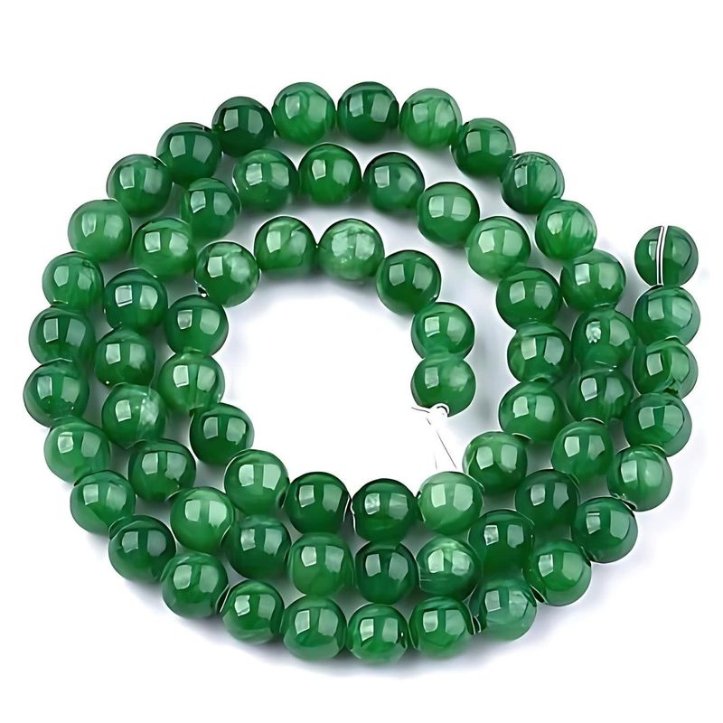 10mm Mountain Jade Dark Green, 15&quot; Strand, 38 Beads, Round, Dyed, 1mm Hole, Gemstones, 2.29oz