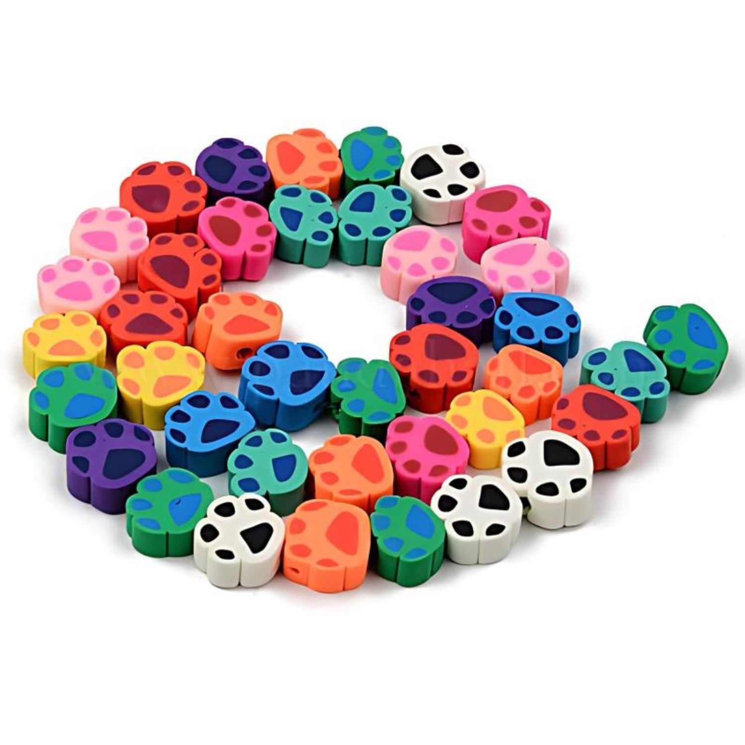 Dog Paws, Approx 40pcs, 7-9x9-11x4mm, Hole 1.5mm, Polymer Clay Beads, 17gms/0.60oz