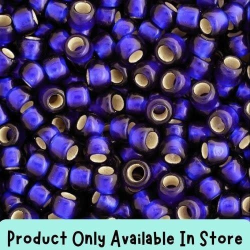 #8 Toho Seed Beads, Frosted Silver Lined Cobalt, 3x3mm, 19 Grams/0.67oz, in store only
