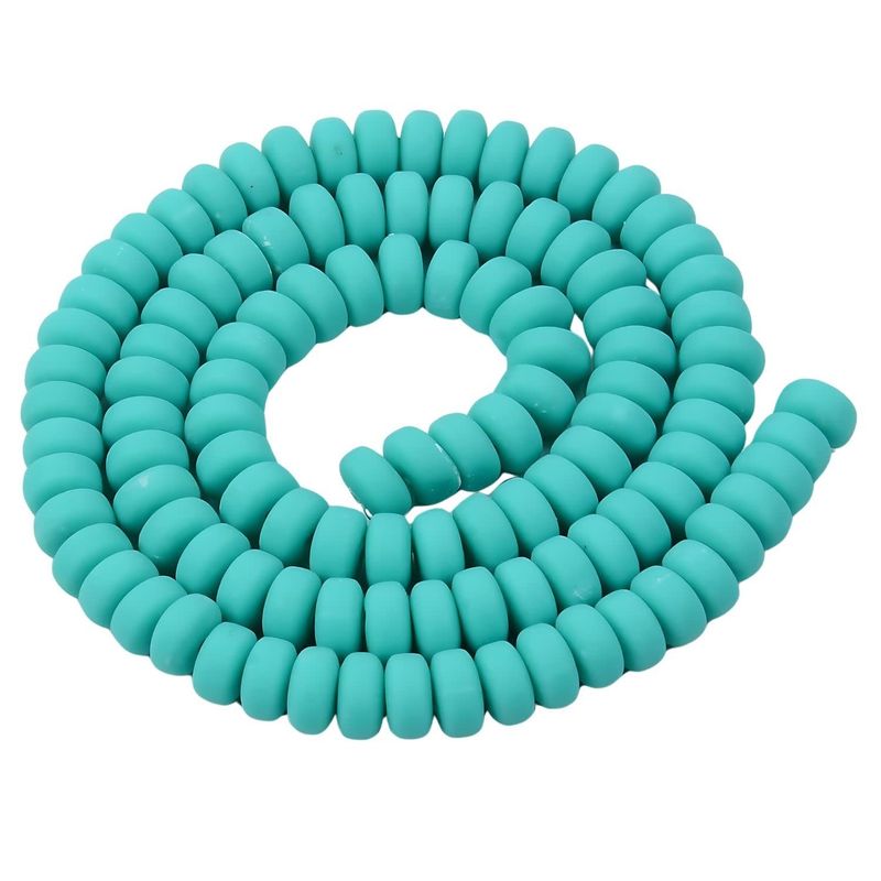 6x3mm Rondelles, Turquoise Green, 113-116pcs, 17&quot; Strand, Hole 1.5mm, Polymer Clay Beads, 20gms/0.71oz