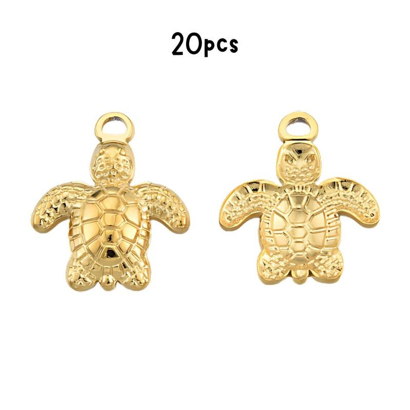 Gp Stainless Steel Turtles. 20pcs, 18x15x3mm, Hole 2mm, Charms/Pendants, 28gms/0.99oz