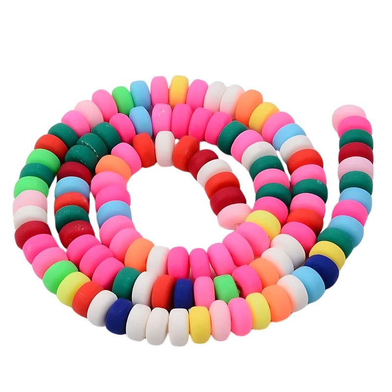 6x3mm Rondelles, Colorful, 113-116pcs, 17&quot; Strand, Hole 1.5mm, Polymer Clay Beads, 20gms/0.71oz