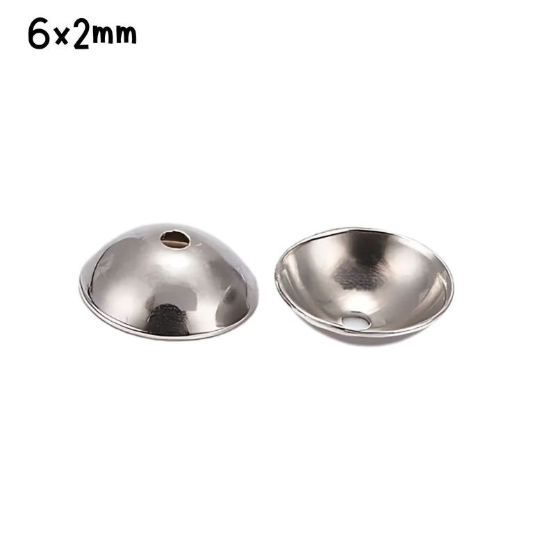 Stainless Steel Bead Caps, Approx 70pcs, 6x2mm, Hole 0.5mm, Fits 6~8mm Beads, 6gms/0.21oz