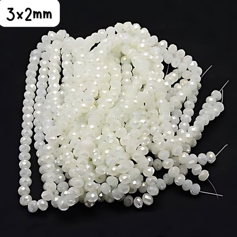 3x2mm Faceted Rondelles, Approx 120pcs, 12&quot; Strand, Full Luster Plated White Smoke, Hole 1mm, Glass Beads, 7gms/0.25oz
