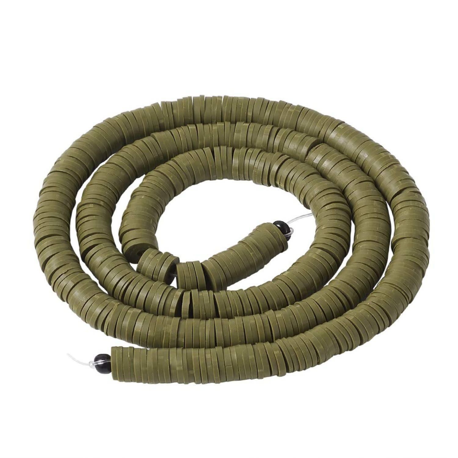 6x1mm Heishi Beads, Olive Green, 380-400pcs, 17&quot; Strand, Polymer Clay, 21gms/0.74oz