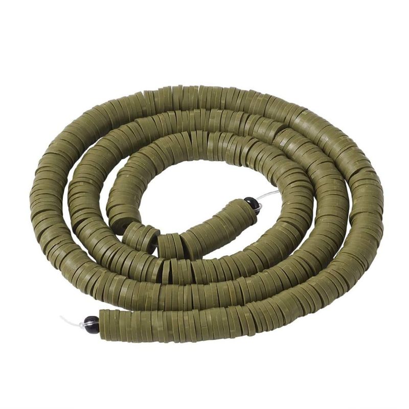 6x1mm Heishi Beads, Olive Green, 380-400pcs, 17&quot; Strand, Polymer Clay, 21gms/0.74oz
