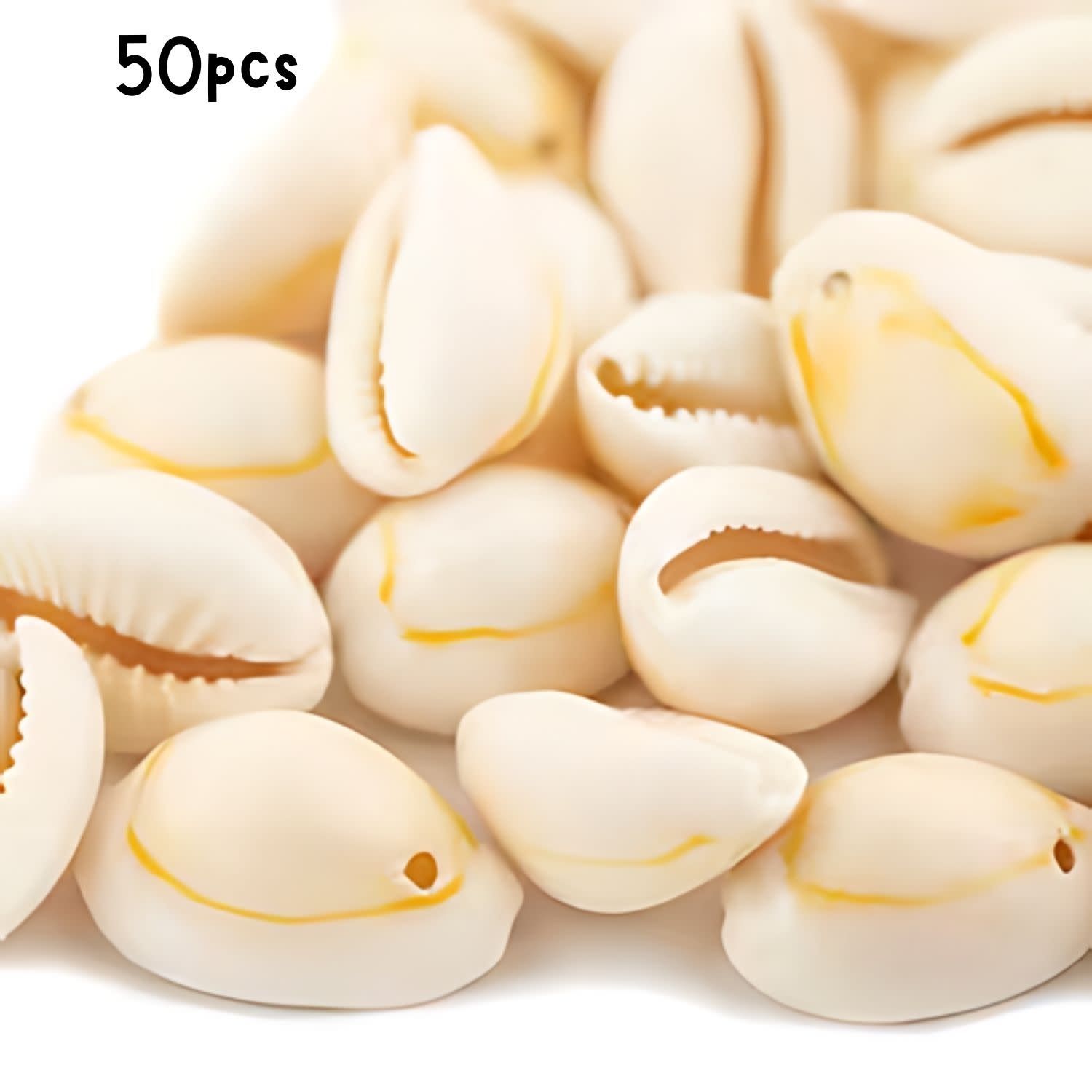 Cowrie Shells, 50pcs, 17-22 xx11-16 x 10mm, Cream, Hole 1mm, 75gms/2.65oz
