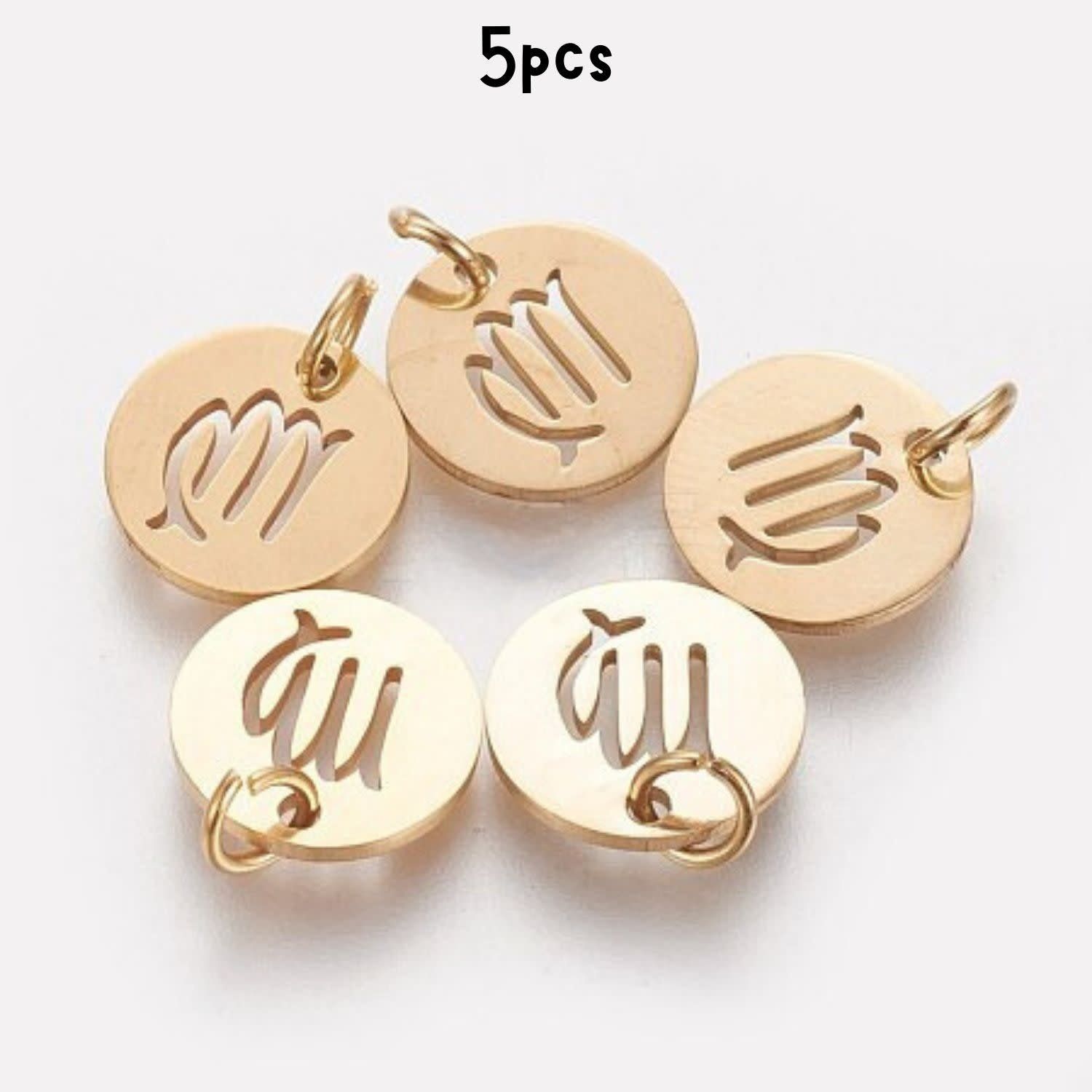 Gp Capricorn Stainless Steel, 5pcs, 12x1mm, 5x0.8mm Jumprings, 2mm Hole, Zodiac Charms/Pendants, 5gms/0.18oz