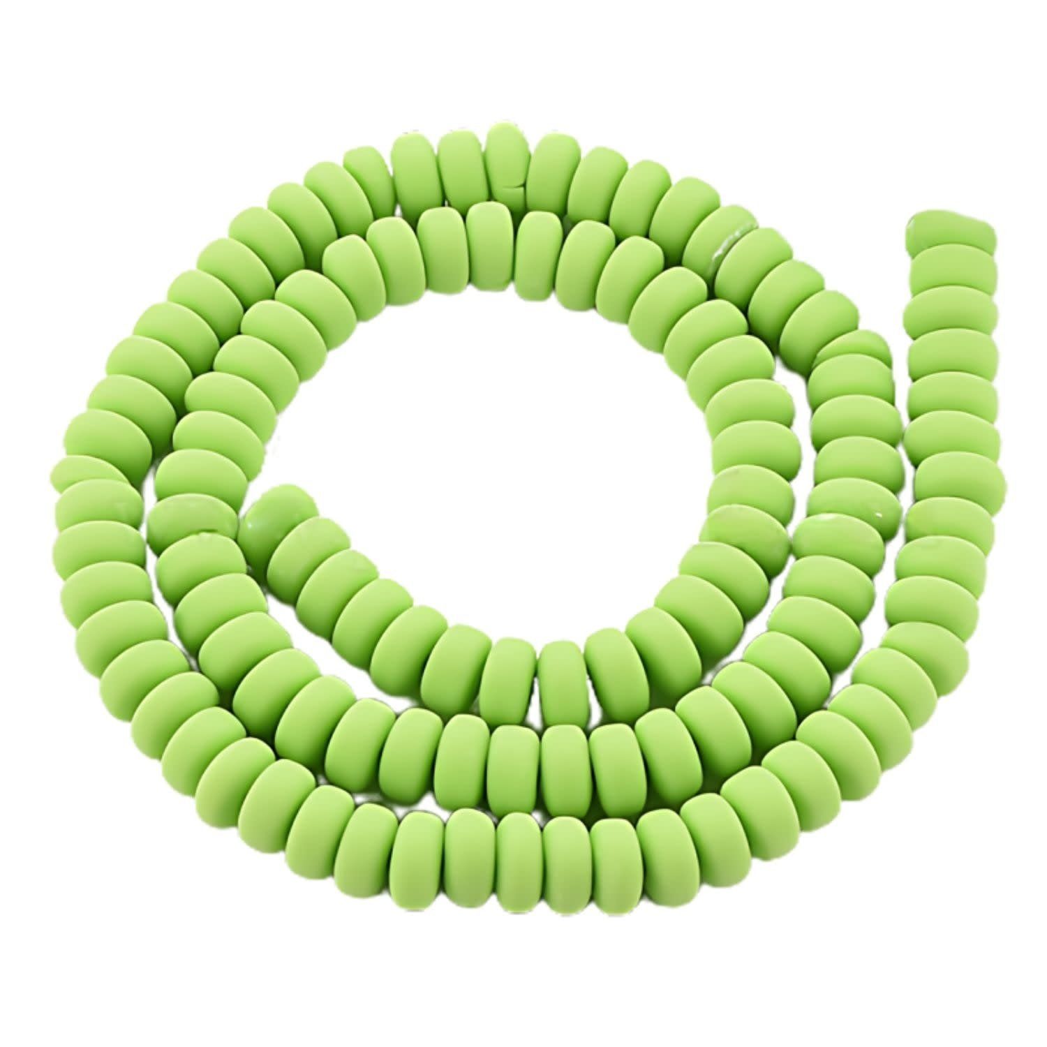 6x3mm Rondelles, Light Green, 113-116pcs, 17&quot; Strand, Hole 1.5mm, Polymer Clay Beads, 20gms/0.71oz