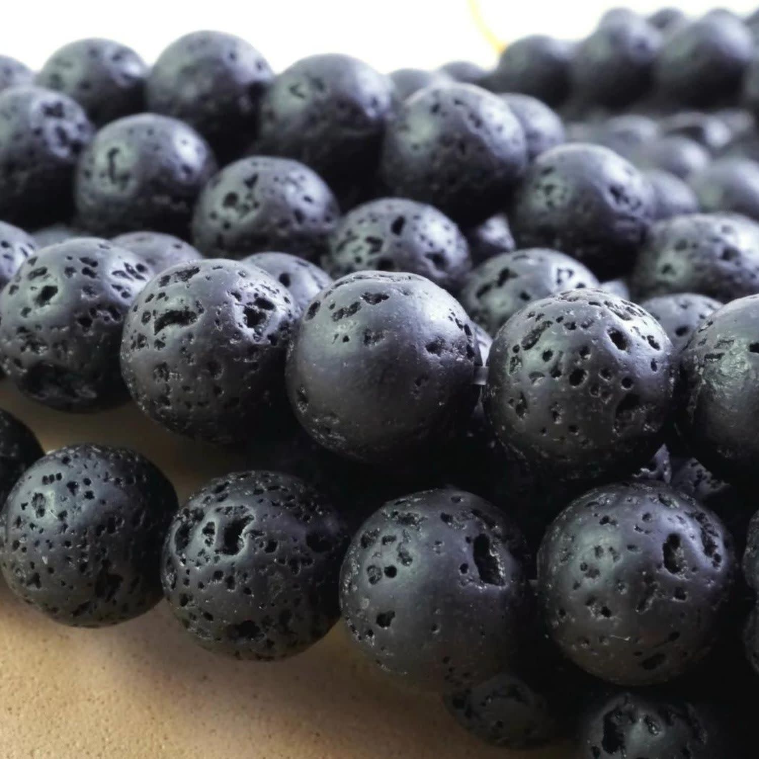 12mm Lava Stone, 15&quot; Strand, 32 Beads, Round, Natural, 1.2mm Hole, Gemstones, 2.5oz
