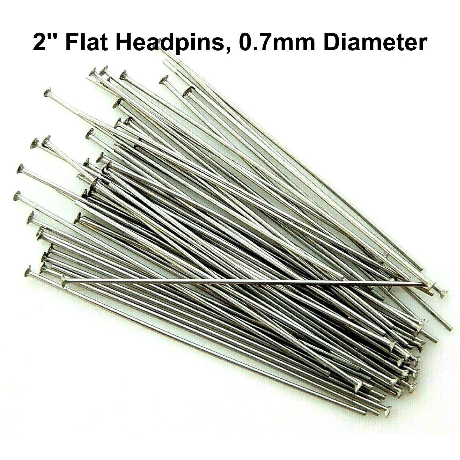 2&quot; Flat Stainless Steel Headpins, Approx 100pcs, 0.7mm/21 Guage, 18gms/0.64oz