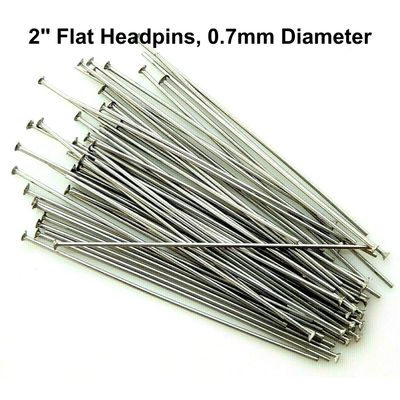 2" Flat Stainless Steel Headpins/Head Pins, Approx 100pcs, 0.7mm/21 Guage, 18gms/0.64oz