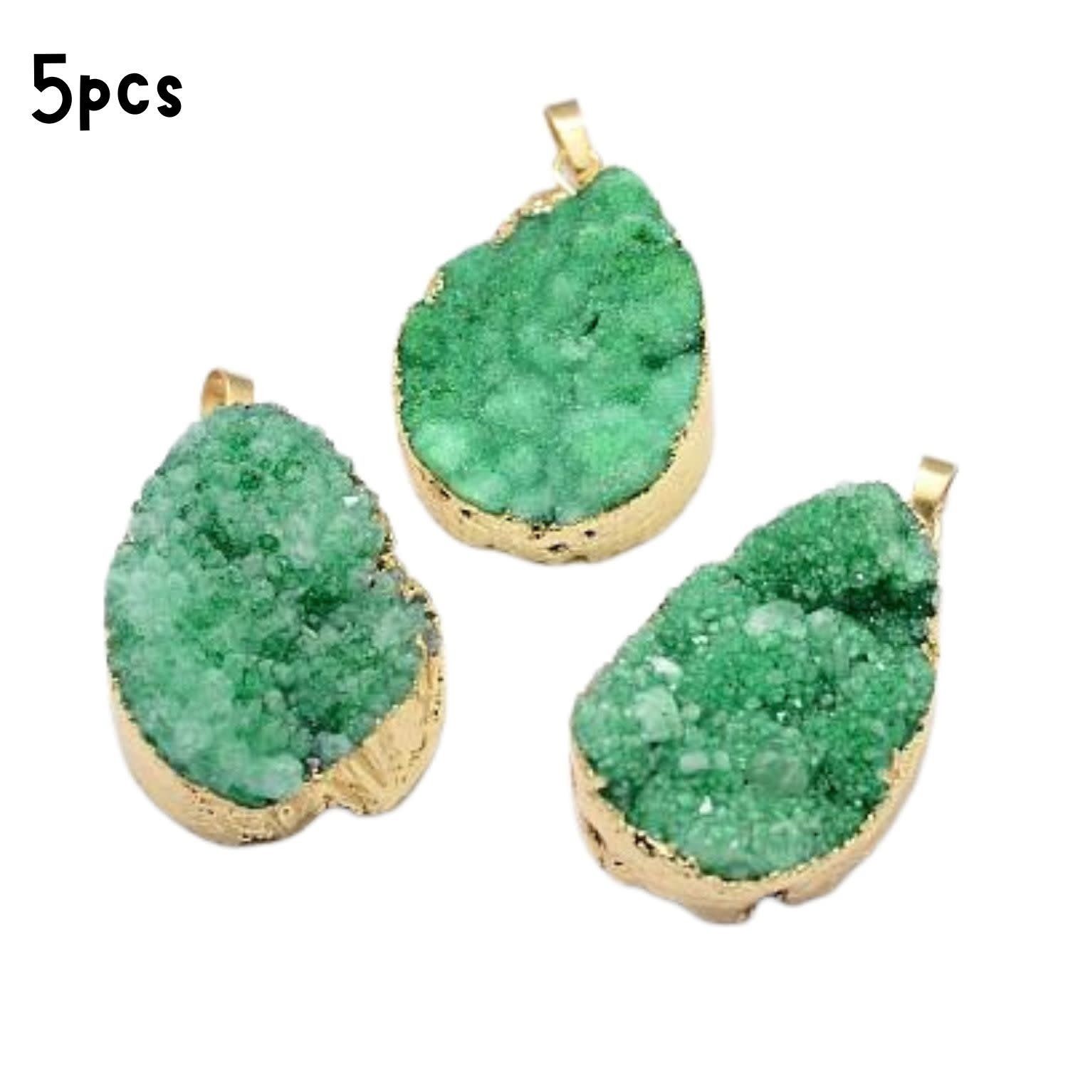 Druzy Agate Pendants, 5pcs, 39-75x25-50mm, Dyed Teal Oval, Bail/Hole, 8x5mm, Charms/Pendants, 112gms/3.95oz