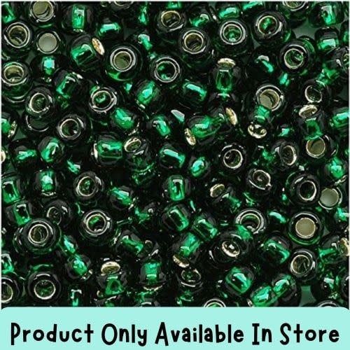 #8 Toho Seed Beads, Silver Lined Emerald Green, 3x3mm, 19 Grams/0.67oz, in store only