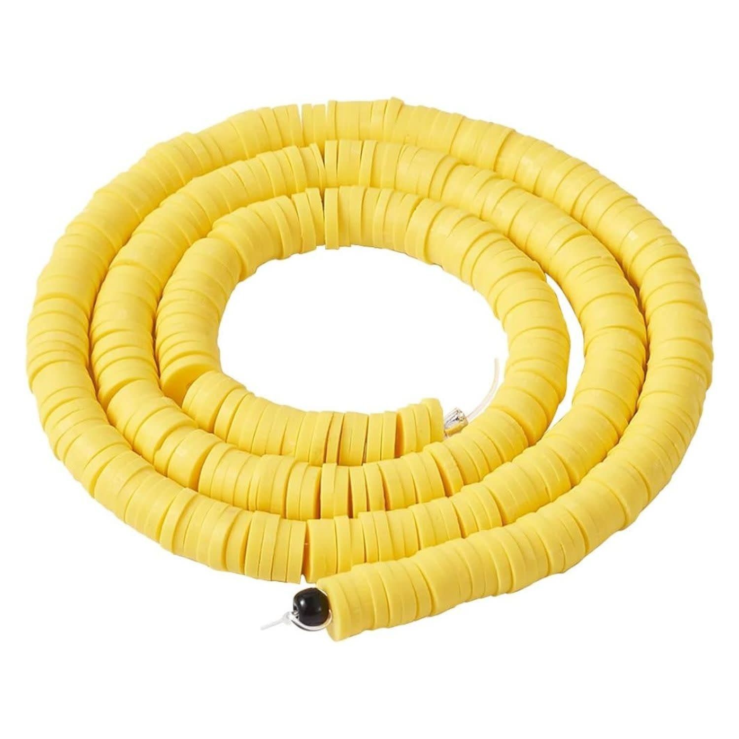 6x1mm Heishi Beads, Yellow, 380-400pcs, 17&quot; Strand, Polymer Clay, 21gms/0.74oz