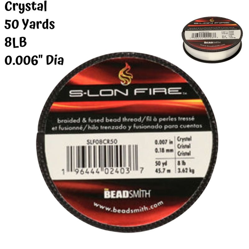 8lb S-Lon Fire, 50yds, Crystal, 0.007 inch/0.18mm  Diameter, 28gms/1oz