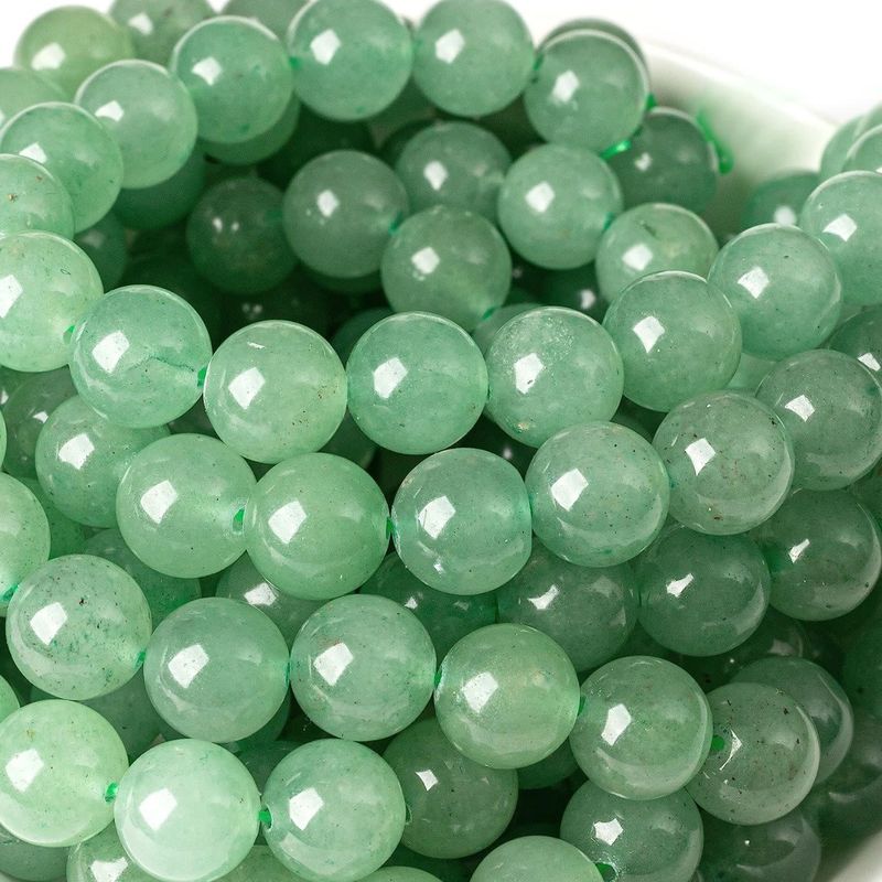 12mm Green Aventurine, 7.8" Strand, 16 Beads, Round, Natural, 1mm Hole, Gemstones, 1.48oz
