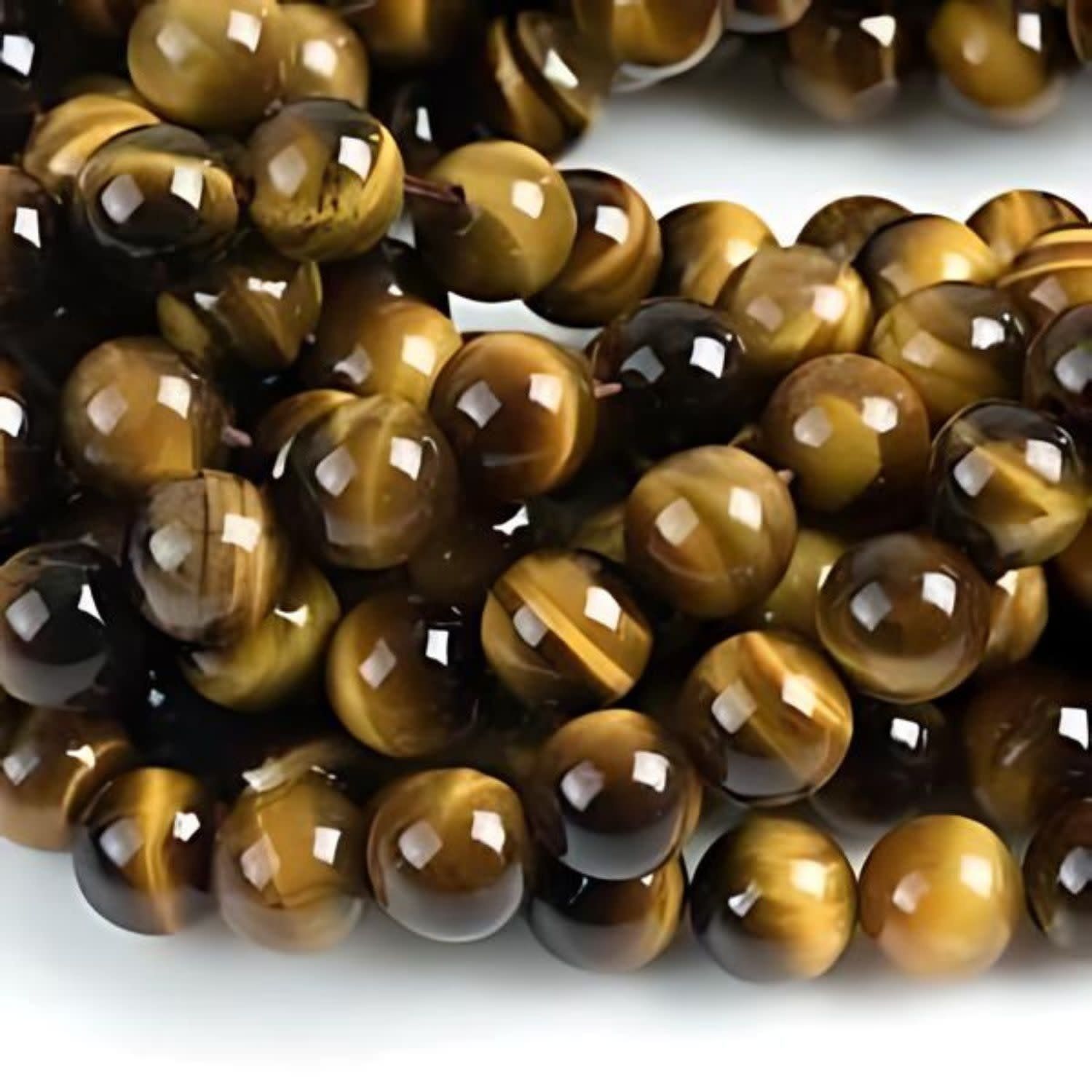 12mm Goldenrod Tiger Eye, 7.5&quot; Strand, 16 Beads, Round, Natural, 1mm Hole, Gemstones, 1.51oz