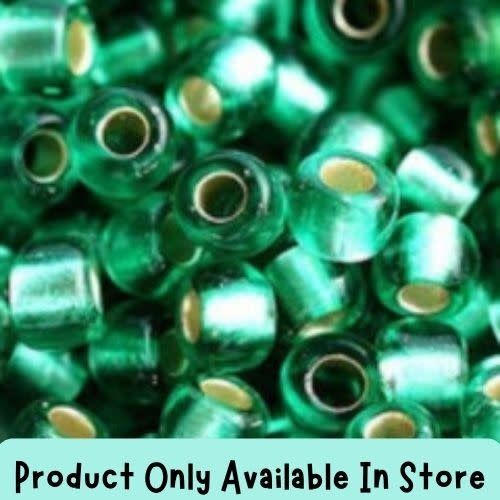 #8 Toho Seed Beads, Frosted Silver Lined Dark Peridot, 3x3mm, 19 Grams/0.67oz, in store only