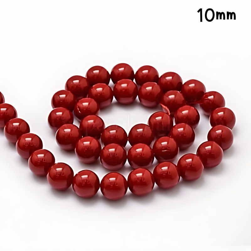 10mm Shell Pearls Round, Approx 38Pcs, 16&quot; Strand, Dark Red, Grade A, Hole 1mm, 64gms/2.26oz
